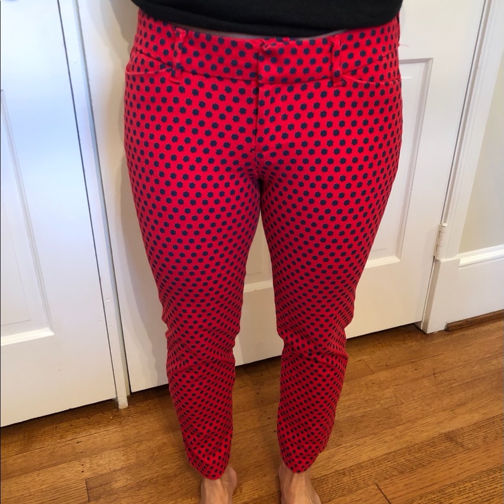 Red and navy design cropped pant